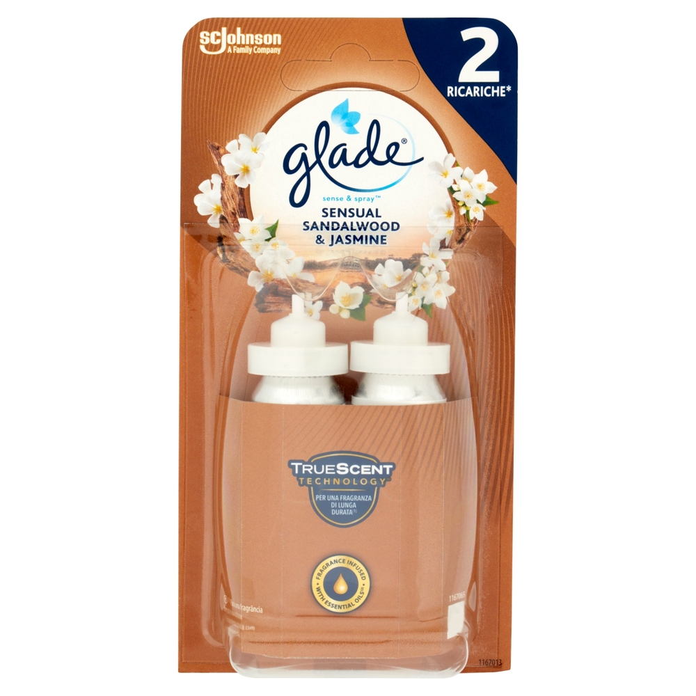 Glade Sense&Spray Doppia Ricarica, Profumatore Ambienti con Sensore, Sandalo Bali e Gelsomino 2x18ml